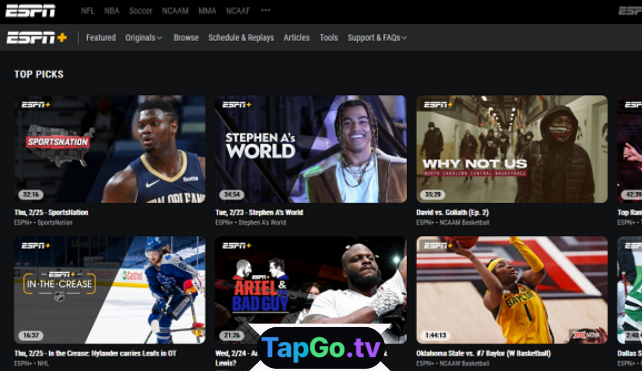 ESPN+ sports streaming platform