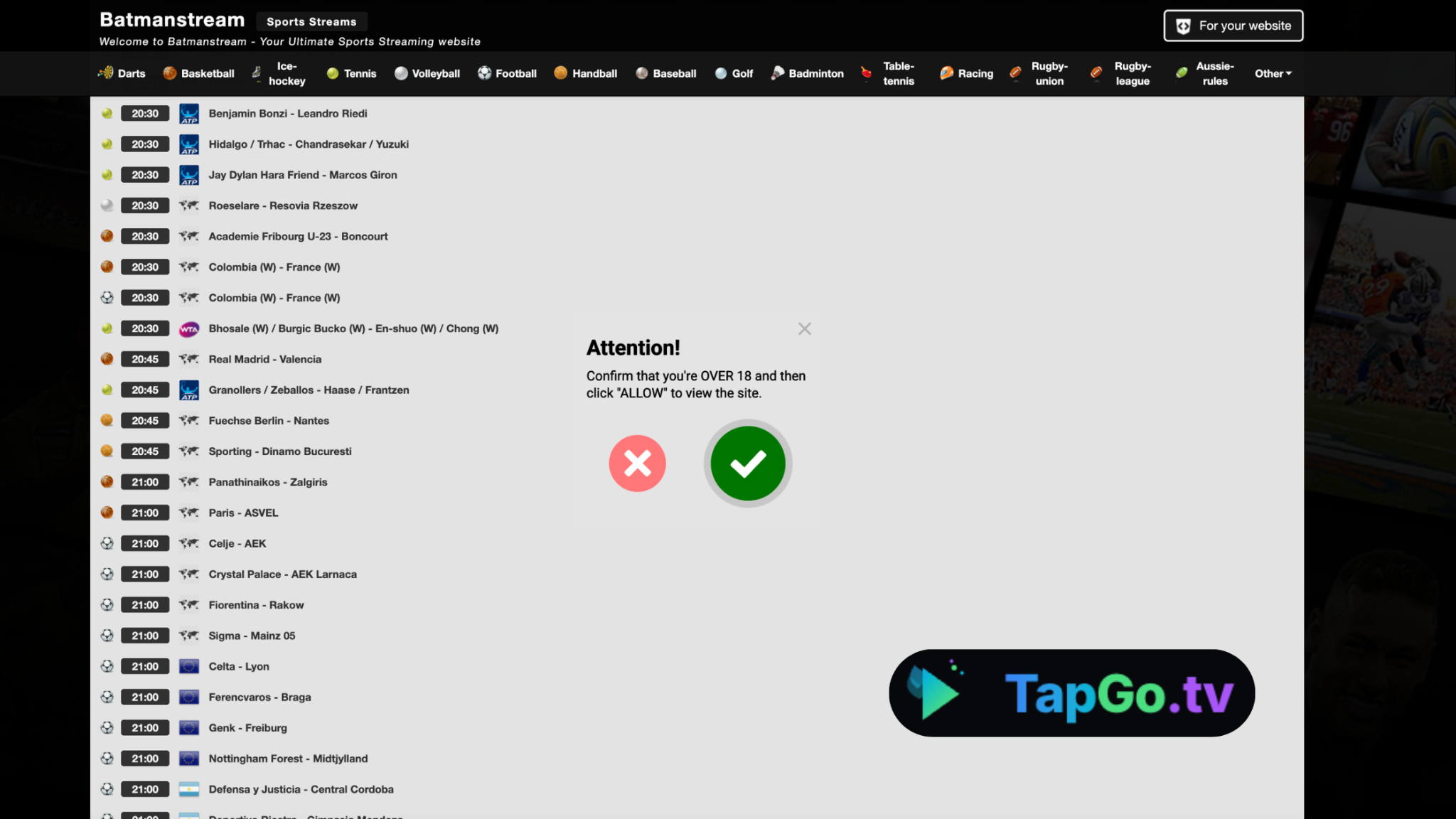 BatmanStream - European Football and Rugby Streaming